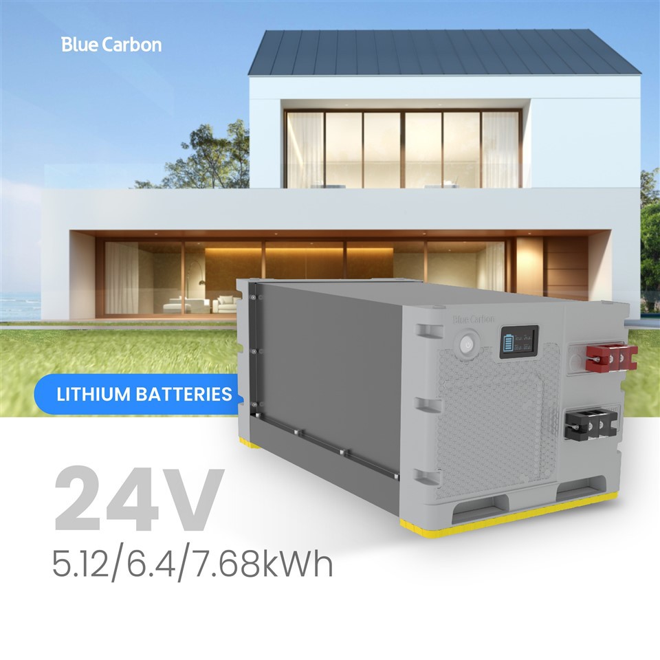 Pecyn Batri Lithiwm Solar Carbon Glas 24 Folt Gyda BMS Smart